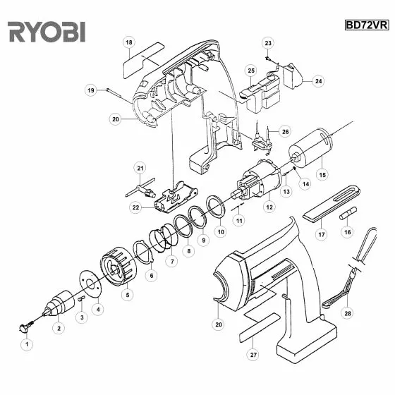 Ryobi BD60 Spare Parts List Type: 1000025063